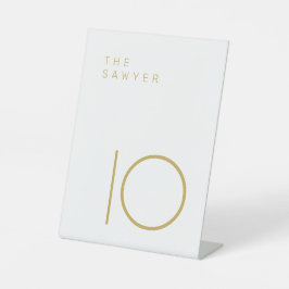 ソーヤー10金ゴールドと白いテーブル番号 台座サイン