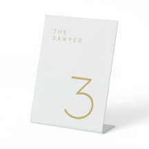 ソーヤー3金ゴールドと白いテーブル番号