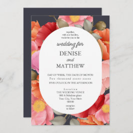 ソーラーナイトグレーの水彩ポピー 招待状
