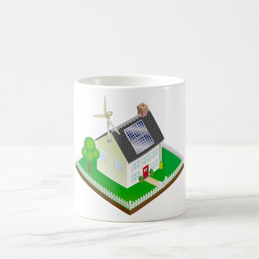 ソーラーパネル付き再生可能エネルギーエコハウス コーヒーマグカップ