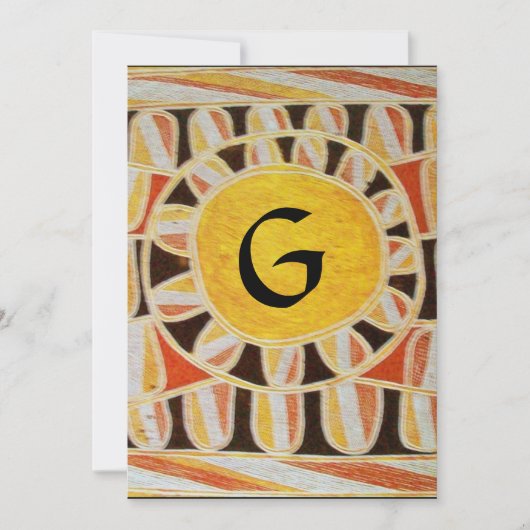 ソーラーモノグラム, 明るい黄色 赤 黒 白 茶色 招待状 (正面)