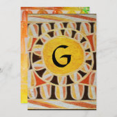 ソーラーモノグラム, 明るい黄色 赤 黒 白 茶色 招待状 (正面/裏面)