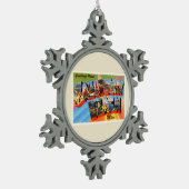 ソールズベリーのビーチマサチューセッツMA旅行記念品 スノーフレークピューターオーナメント (左)