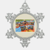 ソールズベリーのビーチマサチューセッツMA旅行記念品 スノーフレークピューターオーナメント (正面)