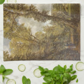 ソールズベリー大聖堂の眺め(ランドマーク) キッチンタオル (折り畳み)