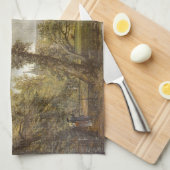 ソールズベリー大聖堂の眺め(ランドマーク) キッチンタオル (四つ折り)