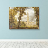 ソールズベリー大聖堂の眺め（by John巡査） キャンバスプリント (インサイチュ (ウッドフロア))