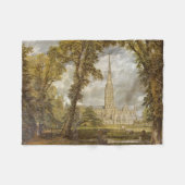 ソールズベリー大聖堂の眺め(by John巡査) フリースブランケット (正面(横))