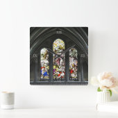 ソールズベリー大聖堂ステンドグラス窓 スクエア壁時計 (ホーム)