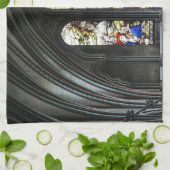 ソールズベリー大聖堂トランセクトステンドグラス窓 キッチンタオル (折り畳み)