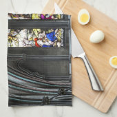 ソールズベリー大聖堂トランセクトステンドグラス窓 キッチンタオル (四つ折り)