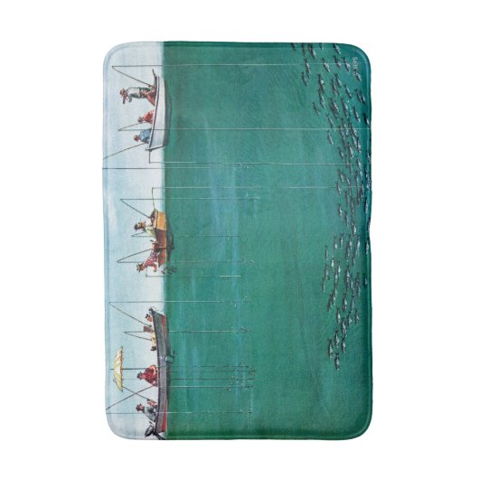 ソーントン・ウッツの行列の中の魚の群れ バスマット (正面縦)