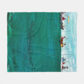 ソーントン・ウッツの行列の中の魚の群れ フリースブランケット (正面(横))