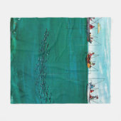 ソーントン・ウッツの行列の中の魚の群れ フリースブランケット (正面(横))