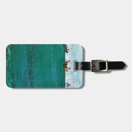 ソーントン・ウッツの行列の中の魚の群れ ラゲッジタグ (正面横)