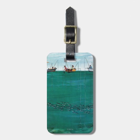 ソーントン・ウッツの行列の中の魚の群れ ラゲッジタグ (正面縦)