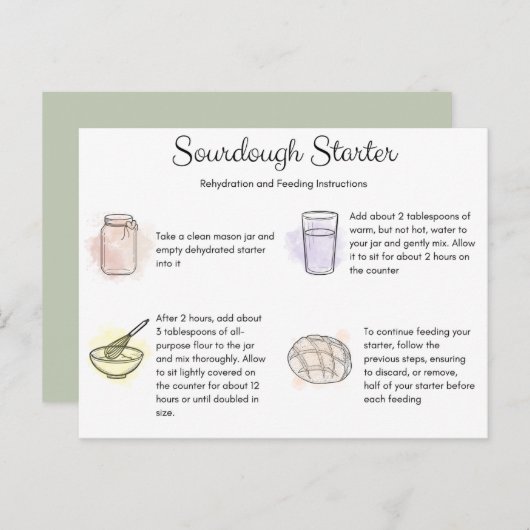 ソー生地の再水和食べ物を与えと指示カード ポストカード (正面/裏面)