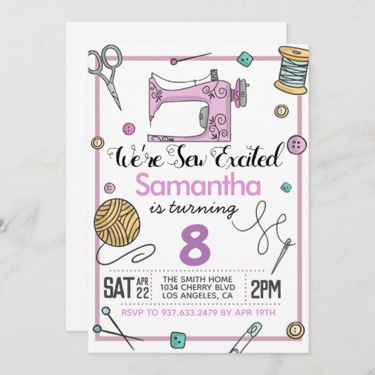 ソー・エクサイテッド・ソーイング 招待状 (正面/裏面)