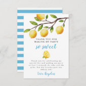 ソー・スイート・レモン・ボーイズ・バースデー・パーティー サンキューカード (正面/裏面)