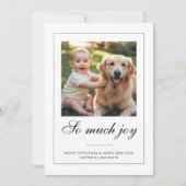 「ソー・マッチ・ジョイ」ドッグベイビー フォト クリスマス カード (正面)