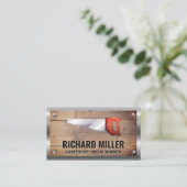 ソー |木製ボード |大工 |建築 名刺 (スタンド正面)