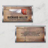 ソー |木製ボード |大工 |建築 名刺 (正面/裏面)