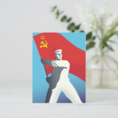 ソ連の労働者ヴィンテージ芸術プリント。 ポストカード (スタンド正面)