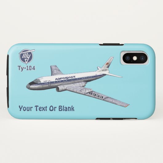 ソ連の Tupolev (Туполев) Tu-104旅客機 Case-Mate iPhoneケース (裏面(横))