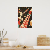 ソ連をテーマにした宇宙ロケットガール ポスター (キッチン)