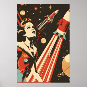 ソ連をテーマにした宇宙ロケットガール ポスター
