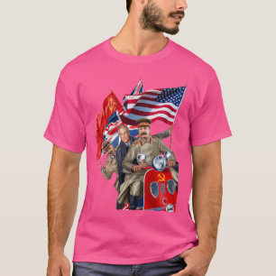 ソ連スクーターのスターリン・ルーズベルト・チャーチル Tシャツ