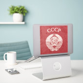 ソ連パスポート シール (デスク上のノートパソコン)