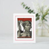 ソ連ポスターポスター芸術女性ストロング顔 ポストカード (スタンド正面)