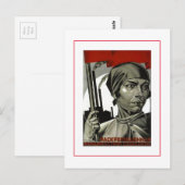 ソ連ポスターポスター芸術女性ストロング顔 ポストカード (正面/裏面)