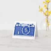 ソ連ロシアのカメラ – ネイビーブルー カード (黄色い花)