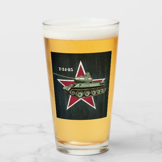 ソ連世界大戦2 T-34-85戦車（赤星付） タンブラーグラス (ドリンク正面)
