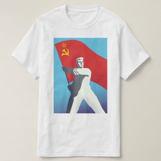 ソ連労働者ヴィンテージアートプリント Tシャツ (デザイン正面)