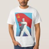 ソ連労働者ヴィンテージアートプリント Tシャツ (正面)