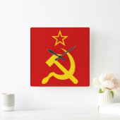 ソ連国旗 – ソ連国旗 スクエア壁時計 (ホーム)