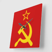 ソ連国旗 – ソ連国旗 スクエア壁時計 (傾斜)