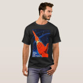 ソ連宇宙プロパガンダポスターUSSRロケットアストナ Tシャツ (正面フル)