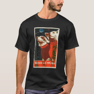 ソ連宇宙犬プロパガンダポスターUSSRライカCCCP Tシャツ