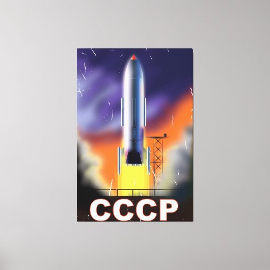 ソ連 レトロ宇宙ロケットポスター キャンバスプリント (正面)