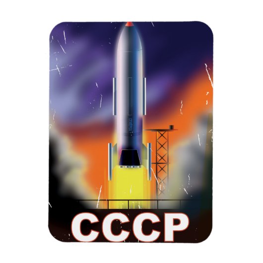 ソ連 レトロ 宇宙 ロケット ポスター マグネット (縦)