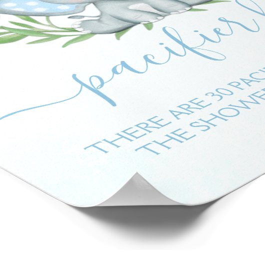 ゾウおしゃぶり狩りボーイベビーシャワーゲーム ポスター (角)