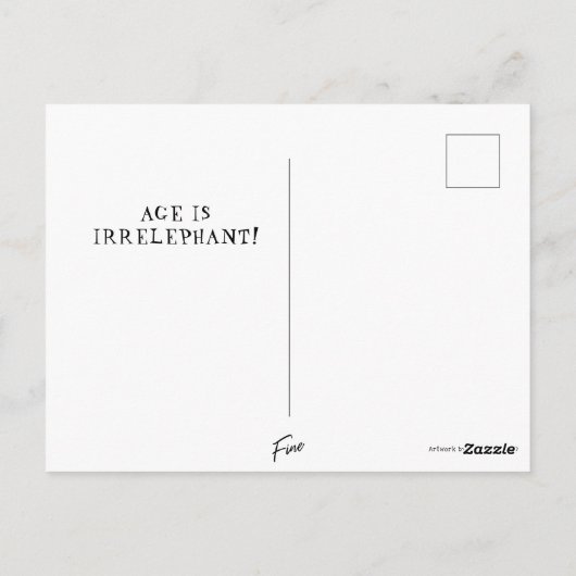 ゾウおもしろいエージアンケートブルーハッピーバースデー ポストカード (裏面)