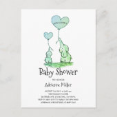 ゾウお洒落と風船の男の赤ちゃん インビテーションポストカード (正面)