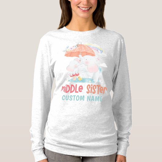 ゾウお洒落ズ中妹名前をカスタムする Tシャツ (正面)