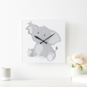 ゾウかわいこちゃん スクエア壁時計 (ホーム)