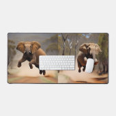 ゾウがジャンプできるコンピュータデスクマット デスクマット (キーボード&マウス)